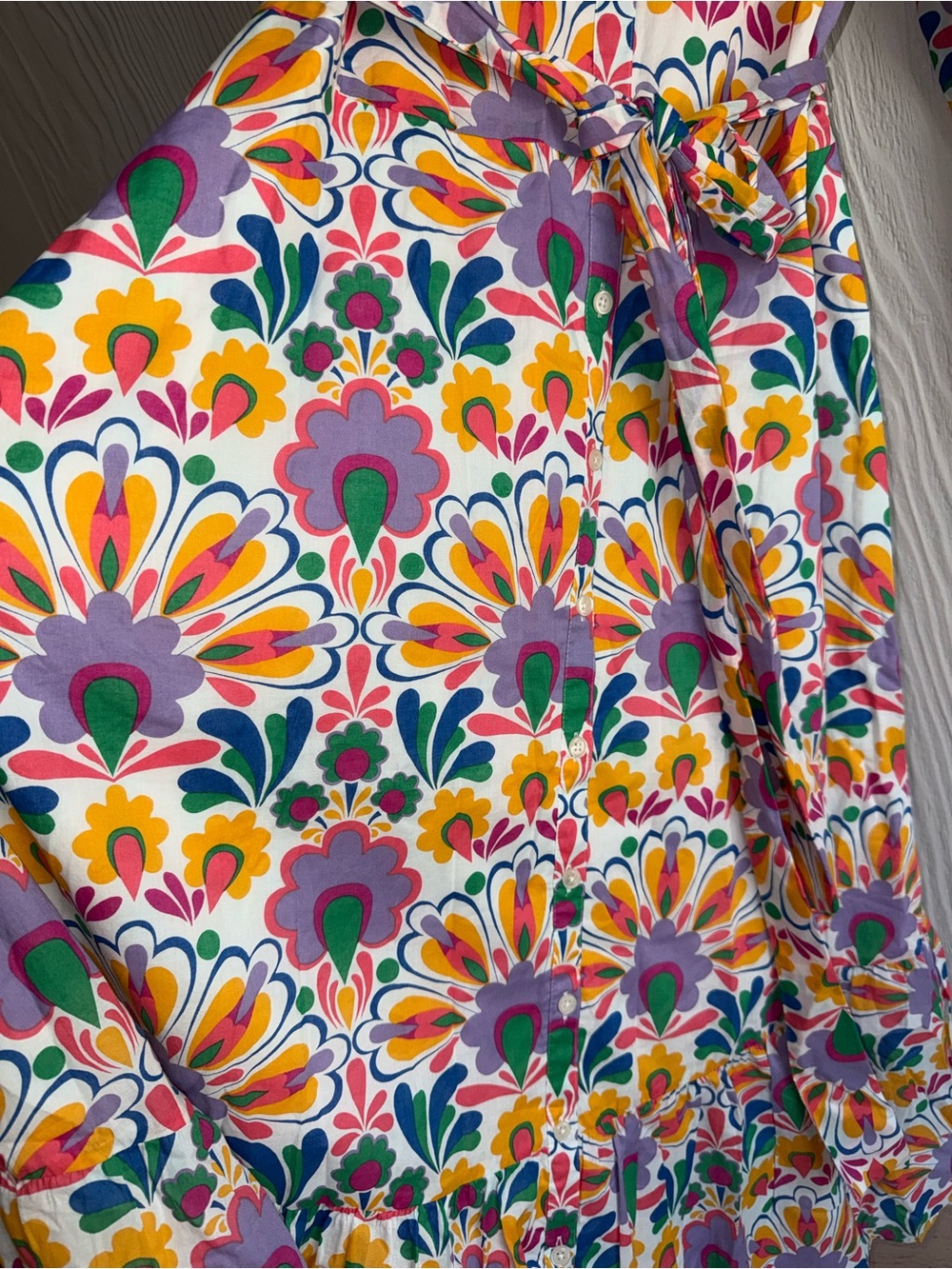NEW BODEN BODEN Mia Tiered Midi Shirt Dress in Dandelion Multi Sz: 10 - Picture 5 of 14